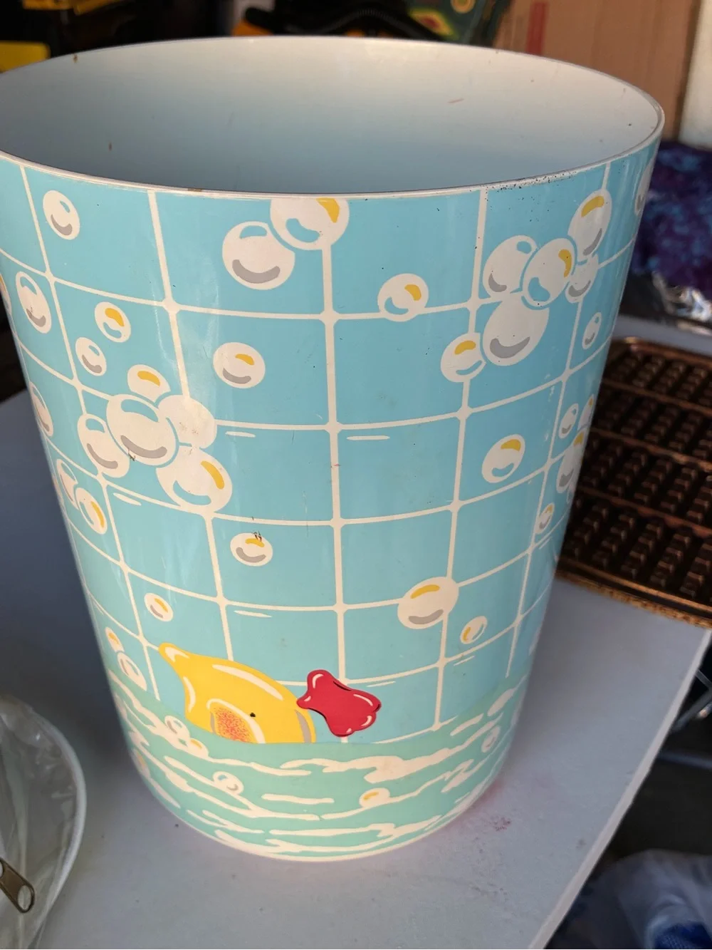 Rubber Ducky Bubbies in a tub Tile tubWaste Basket, trash can